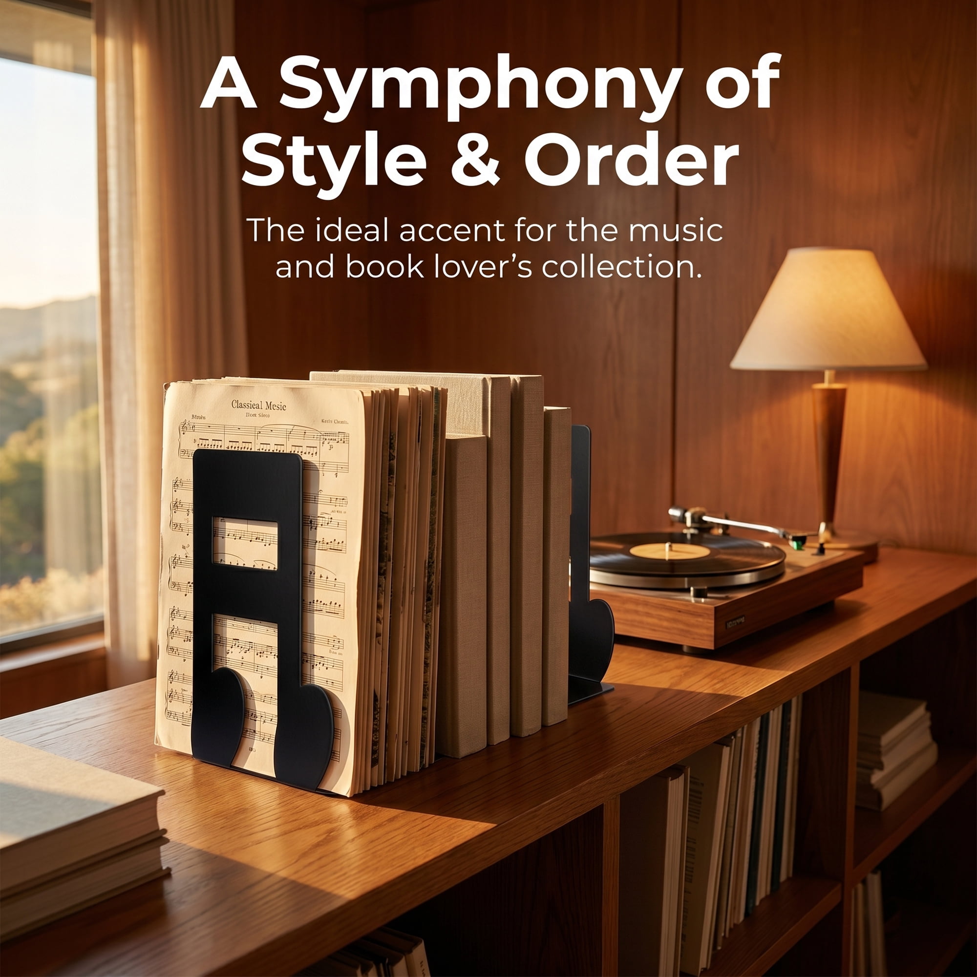 Unique Bargains Musical Note Metal Bookends Non-Skid for Shelves Style A 4.7"x4.1"x6.3"