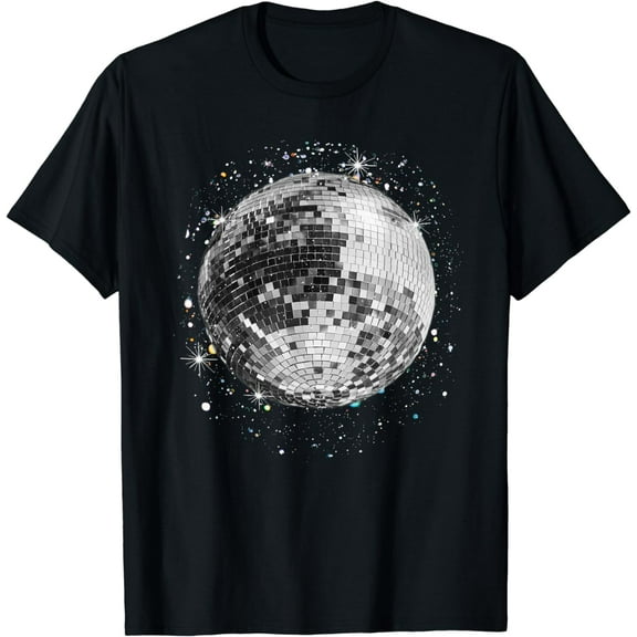 Black and White Disco Ball Club Retro T-Shirt