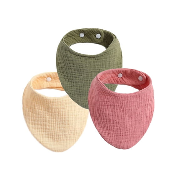 Baby Burp Cloth Soft Cotton Drool Bib Breathable Toddler Face Cloth Drooling Bib with Button Infant Neck Scarf 3PCS