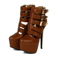 thumbnail image 5 of Wild Rose BC37 Women Leatherette Strappy Buckle Almond Toe Platform Stiletto Heel Bootie, 5 of 5