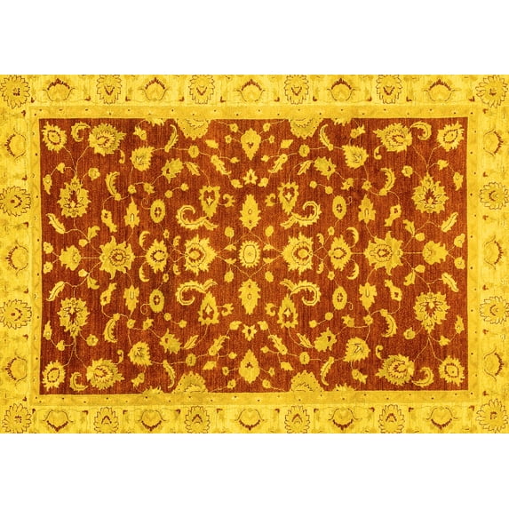 Ahgly Company Indoor Rectangle Oriental Yellow Traditional Area Rugs, 5' x 8'