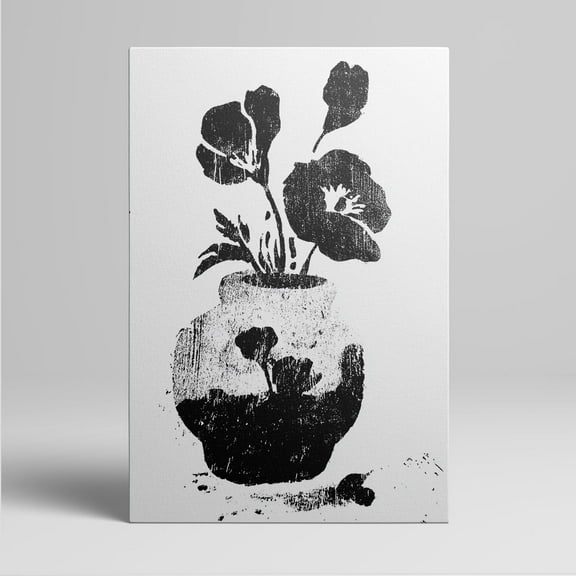 1pc Black and White Vase with Flower Silhouette Framed Decor room hanging Wall Picture Decor for Home Gifts, living room, bathroom, bedroom, kitchen wall art decor canvas wall art