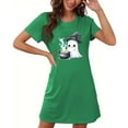 thumbnail image 2 of Tnhcen Women's Plus Size Halloween Nightgown Short Sleeve Round Neck Ghost Print Sleepwear Spooky Season Home Dress 3XL-5XL Green, 2 of 4
