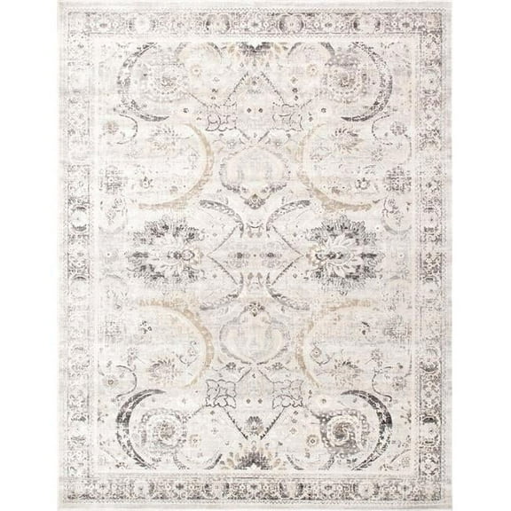 Pasargad Home Amadeus 10' x 14' Power-Loomed Ivory/Silver Rug, For Indoor Space and all Age of Group