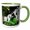 Green/White, variant on 3drose, Lush Forest Waterfall in Geometric Art Style V1, 11oz Mug