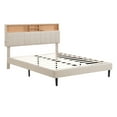 thumbnail image 5 of Aukfa Queen Upholstered Bed Frame with Storage Headboard and USB Port for Adults, Linen, Beige, 5 of 8