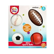 Play Day Inflatable Childrens Mini Sports Ball Set, Rubber Multicolor/Multisports, 4 Pieces