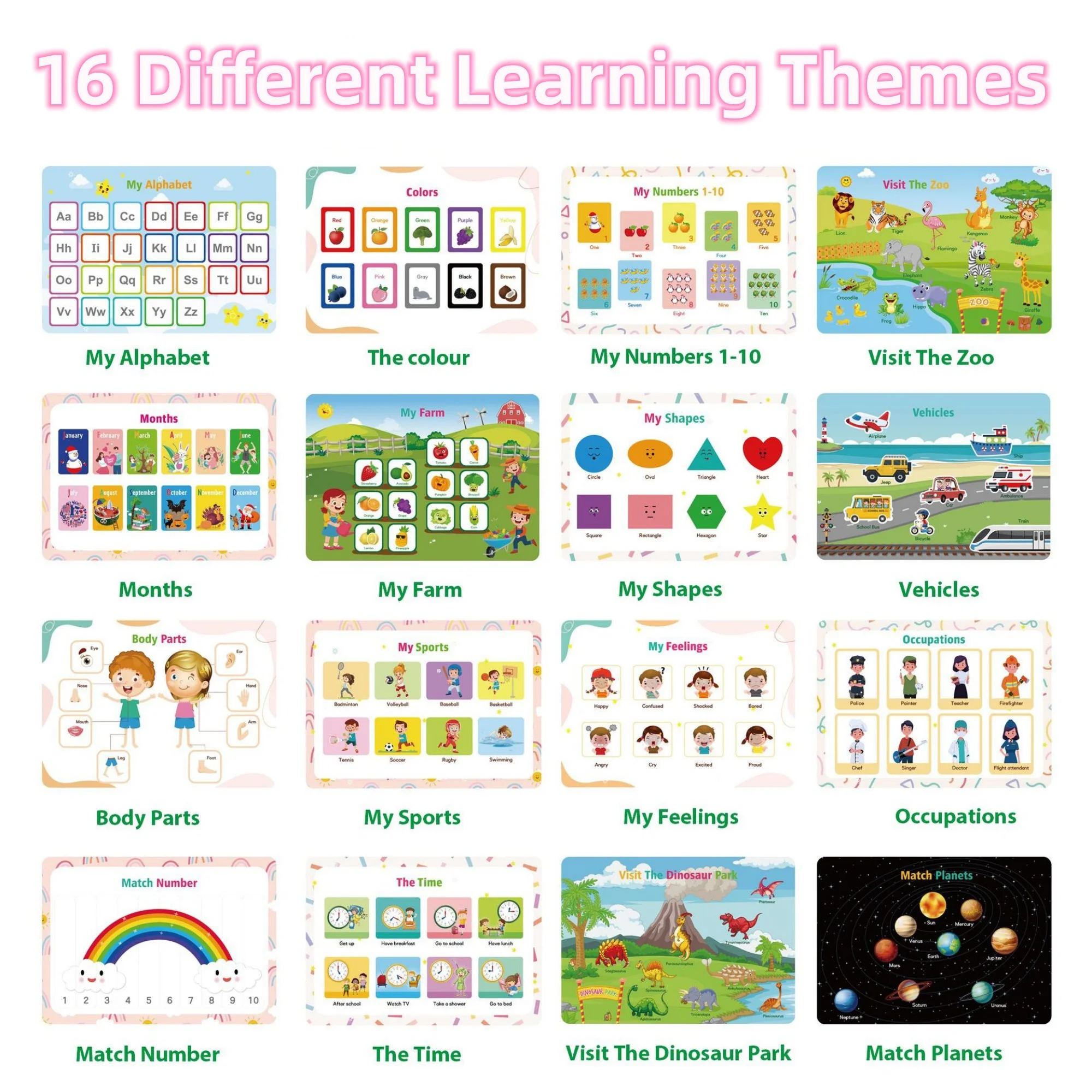 Toddler Preschool Learning Busy Book, 32 Themes Montessori Activities Workbook Education Toy, Kindergarten, Children's Day, Christmas
