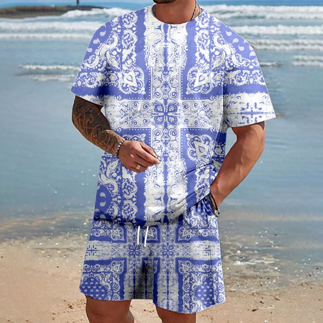 WILLBEST Bas Ensemble de Fleurs de Cajou Décontracté pour Hommes Mode Été Décontracté Ensemble de Fleurs de Cajou Mode Été Décontracté pour Hommes Ensemble de Fleurs de Cajou