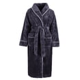 thumbnail image 5 of qolati Womens Plush Hooded Robe Soft Fleece Flannel Long Robe Fuzzy Female House Spas Robe Warm Thick Kimonos Bathrobes with Pockets, 5 of 9