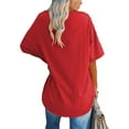 thumbnail image 2 of Anbech Shoulder Drop Shirt for Women Oversized Tshirt O Neck Casual Solid Loose Fit Short Sleeve Top, 2 of 3