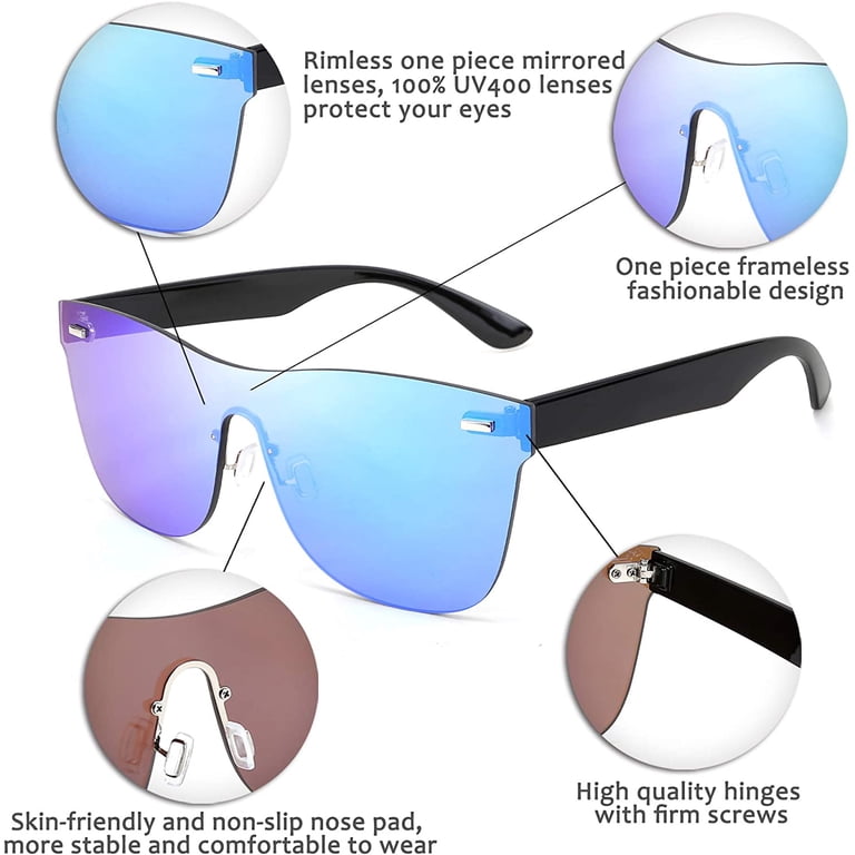 FEISEDY Oversized Mirrored Frameless Lens One Piece  display picture 1