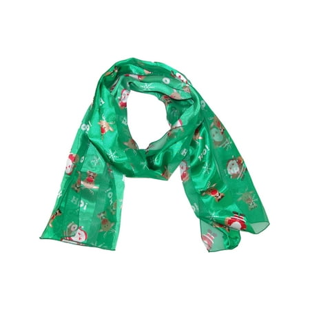Christmas Scarfs CTM® Christmas Holiday Santa and Reindeer Print Lightweight Scarf (Women's) ()