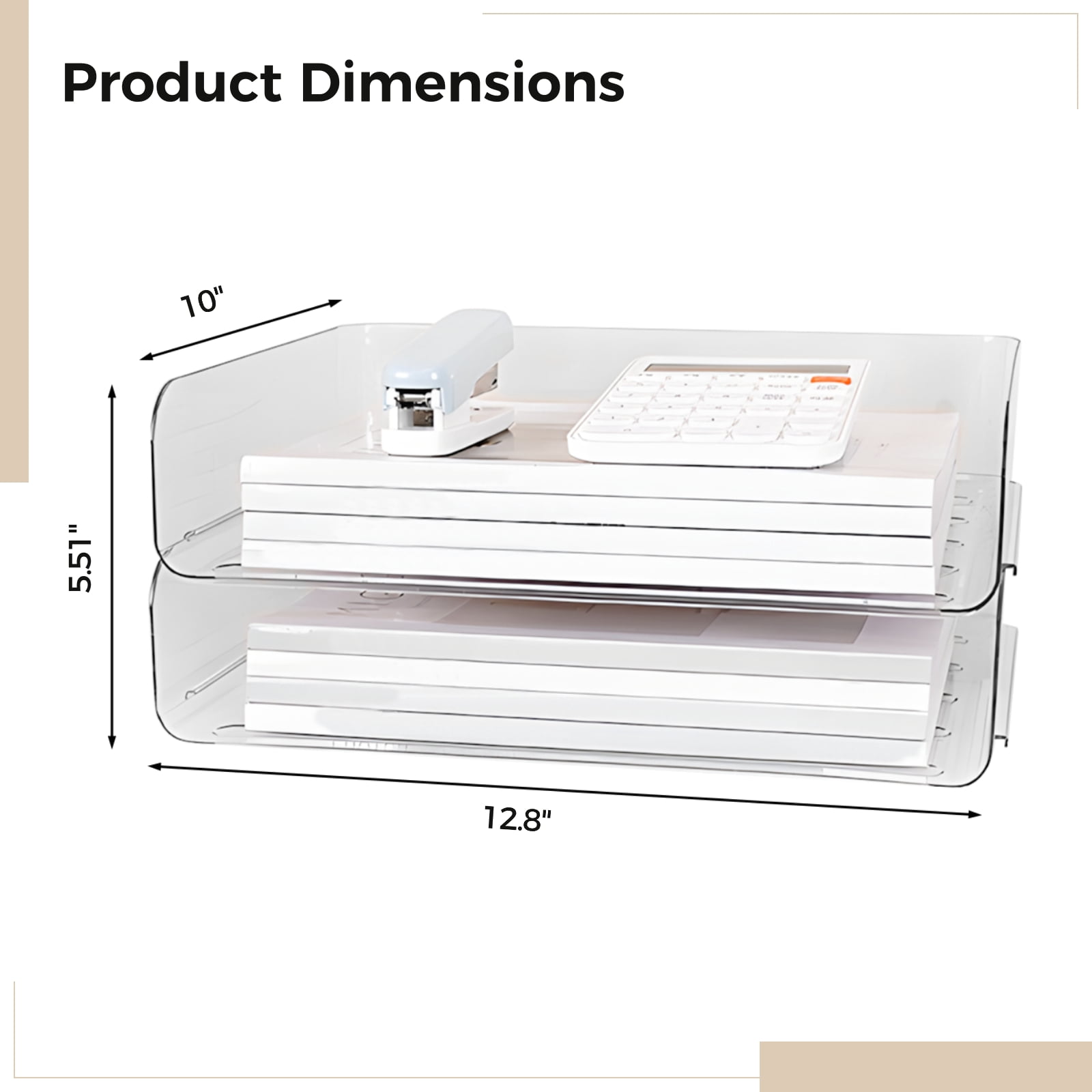 Paper Tray Organizer for Desk, 2-Tier Desktop Organizer, Transparent Acrylic Office Supplies Holder, Ideal for Office or Home Use, Organize Files, Books, and Small Items