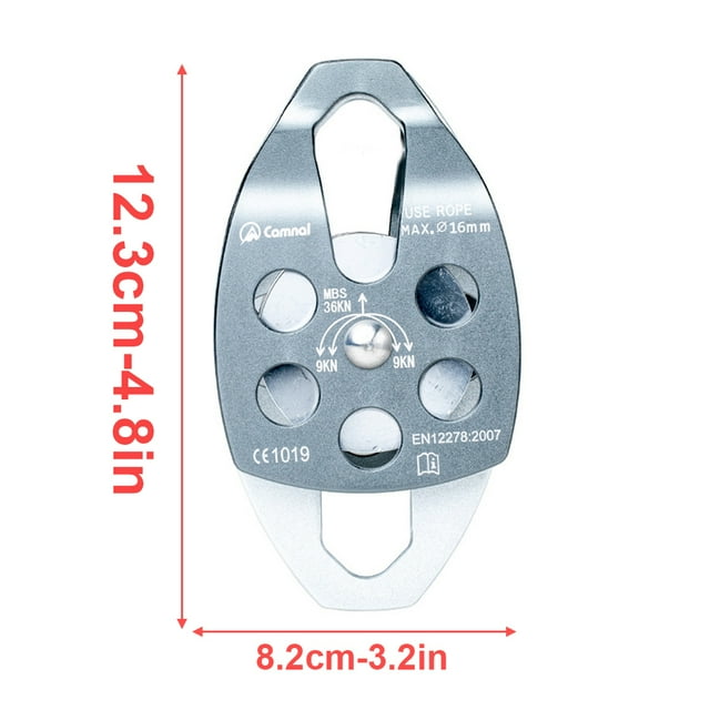 Portable Rope Pulley Smooth Rigging Climbing Accessory Locking Accessories Protective Quickdraw Rescue Remedy for Mountaineering Gray
