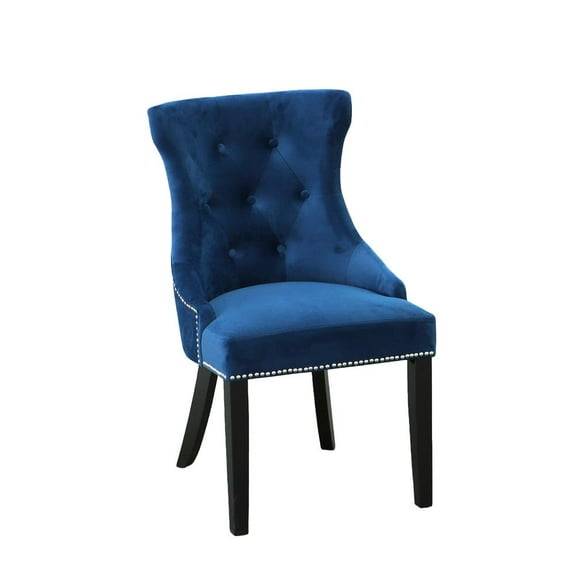 Carolina Classics Julia Tufted Back Upholstered Dining Chair Espresso/Navy (2)