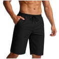 thumbnail image 2 of Amzcrzy Mens Shorts with Pockets Comfy Knee Length Straight Leg Workout Shorts Casual Solid Color Quick Dry Athletic Shorts for Men Drawstring Waist Running Shorts Black L, 2 of 8