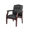 thumbnail image 4 of Maklaine Traditional Faux Leather Tufted Guest Chair in Black, 4 of 8