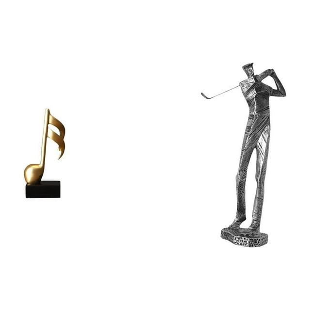 Escultura De Resina De Golfista Armonioso, Figura Creativa Con Nota Musical, Adorno Moderno Para Mesa O Chimenea. Ideal Para Amantes Del Golf O Como Regalo De Inauguración.