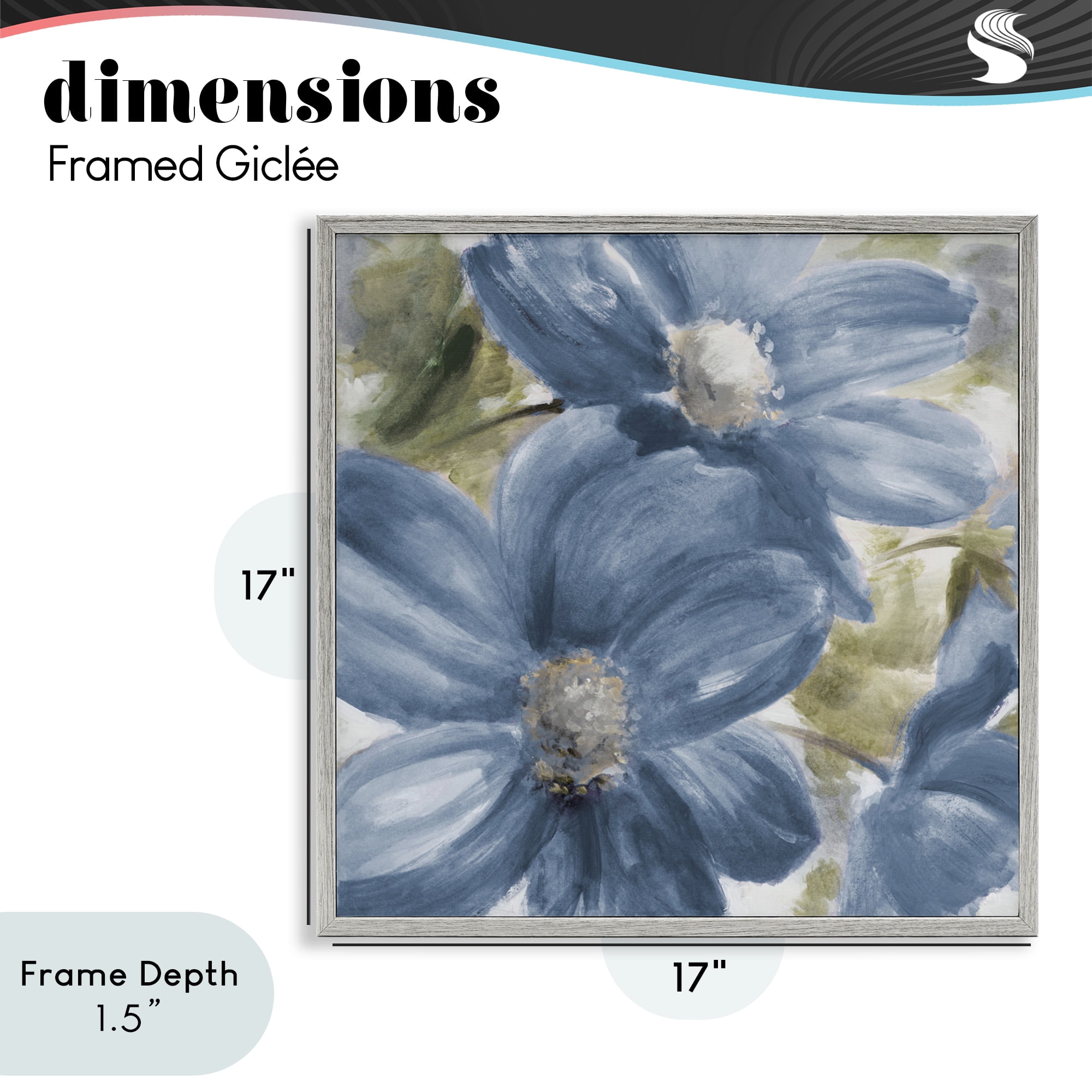 Stupell Industries Walk In Beauty Blue Flowers Gray Framed Giclee Art, design by Lanie Loreth