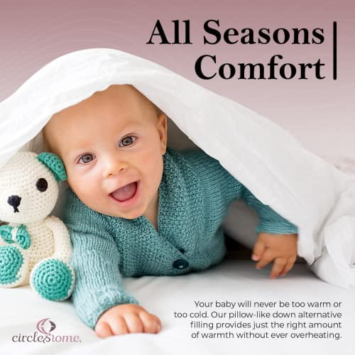 CirclesHome Crib Comforter - Soft and Breathable Toddler Comforter with Square Shape Quilting Design - 100% Cotton - Woven with 200 TC - (37 x 52)