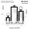 thumbnail image 2 of Allgala 3-PC Set Jumbo Luxury Modern Indoor/Outdoor Hurricane Candle Lantern Set With Chrome Plated Structure and Tempered Glass-Cuboid Black-HD88013, 2 of 4