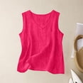 thumbnail image 2 of Pink Tank Tops for Women Cotton Linen Tank Tops Causal V Neck Sleeveless Tshirts Blouse Loose Fit Shirt on Sale, 2 of 5