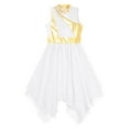 thumbnail image 6 of renvena Kids Girls Sleeveless Color Block Asymmetrical Praise Lyrical Dance Dress 6-16 A White 14, 6 of 7