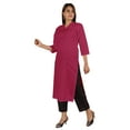 thumbnail image 2 of Moomaya Solid Pintuck Blouses For Women Indian Ethnic Kurti Casual Cotton Kurta, 2 of 6