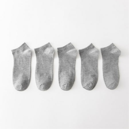 

5 Pairs/Bag Trainer Boat Sox Elastic Breathable Invisible Ankle Women And Men Socks Boat Sox Cotton Sock GREY
