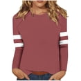 thumbnail image 2 of FcBaudy Hauts pour Femmes, Blouses & Chemises à Manches Longues Col Rond, Chemises pour Femmes T-shirt Décontracté à Manches Longues Col Rond Épaule Couture Ample Blouse en Polyester pour Femmes, 2 of 5