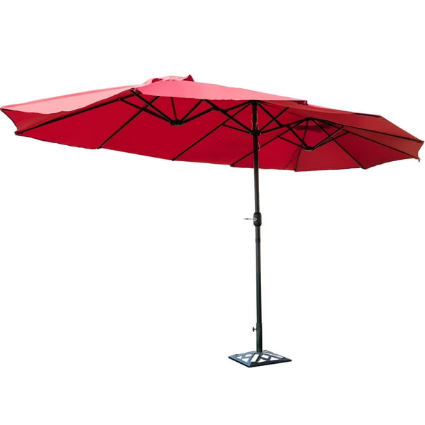 Topbuy 15 ft Outdoor Patio Umbrella DoubleSided Shade Offset Wine Red