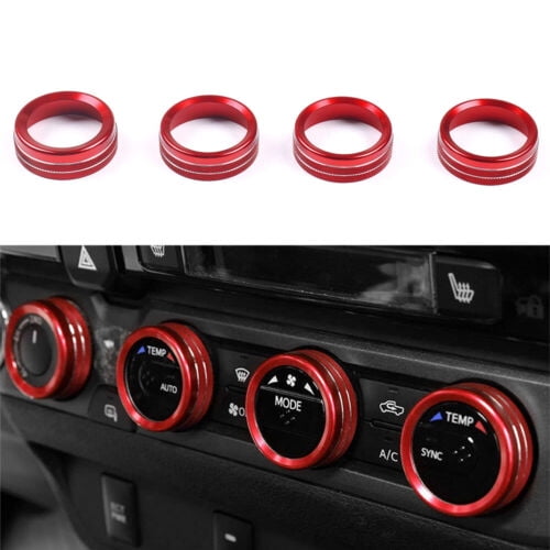 Red Air Conditioner AC Switch CD Button Knob Cover Trim for Toyota Tacoma 16-22
