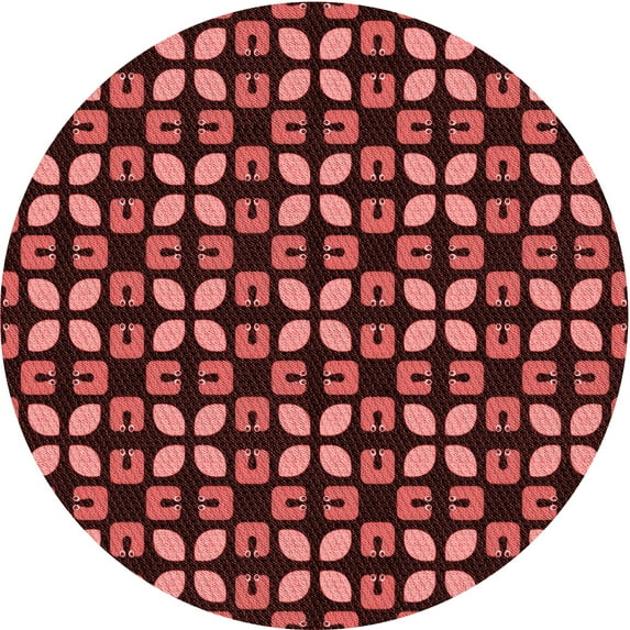 Ahgly Company Indoor Round Patterned Valentine Red Area Rugs, 5' Round