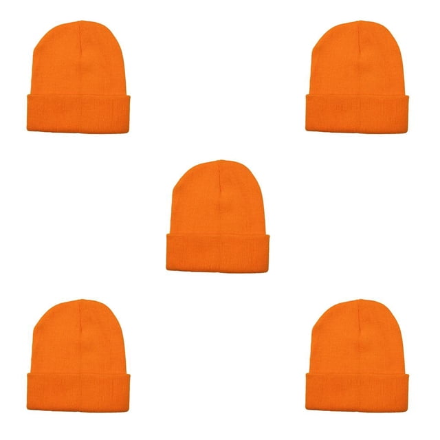 Jumpingount Gorros Gorros Gorros de punto Skullies elásticos Sin borde Invierno naranja brillante Type2 NO2