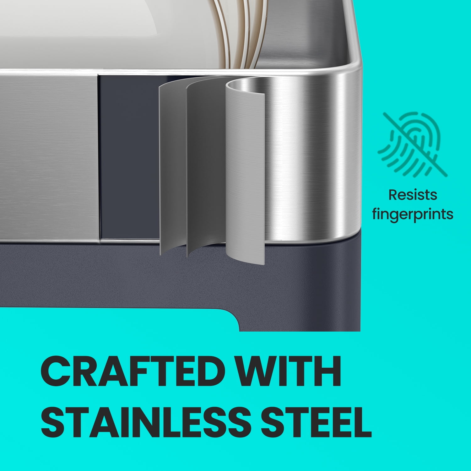 LEDREM 2-Tier Stainless Steel Dish Rack - Space Saving Design with Rotating Spout, Complete Drying System, Utensil & Glass Holders, Silver and Gray
