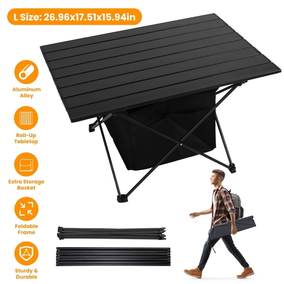 iMounTEK Portable Camping Table, Ultralight Aluminum Camp Table with Storage Bag Folding Beach Table for Camping Hiking BBQ Picnic Fishing