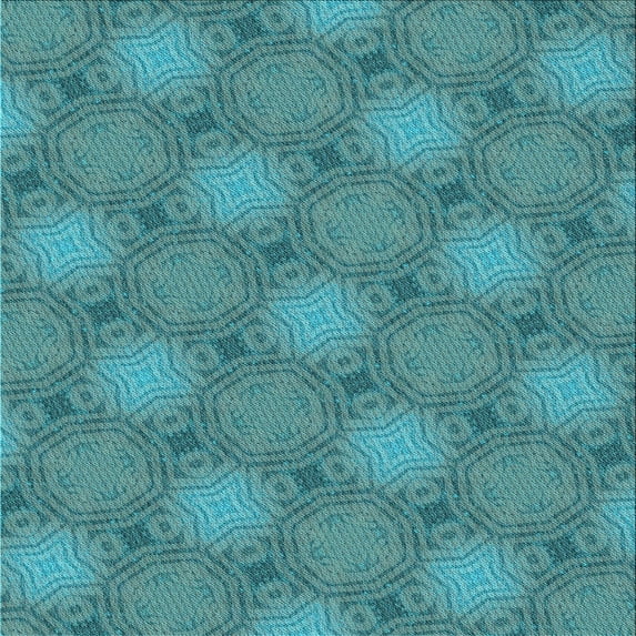 Ahgly Company Indoor Square Patterned Dark Cyan Green Area Rugs, 5' Square