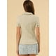 thumbnail image 5 of INSPIRE CHIC Camisa De Manga Corta Suave Con Botones Y Cuello Peter Pan Dulce Para Mujer Beige XL, 5 of 6
