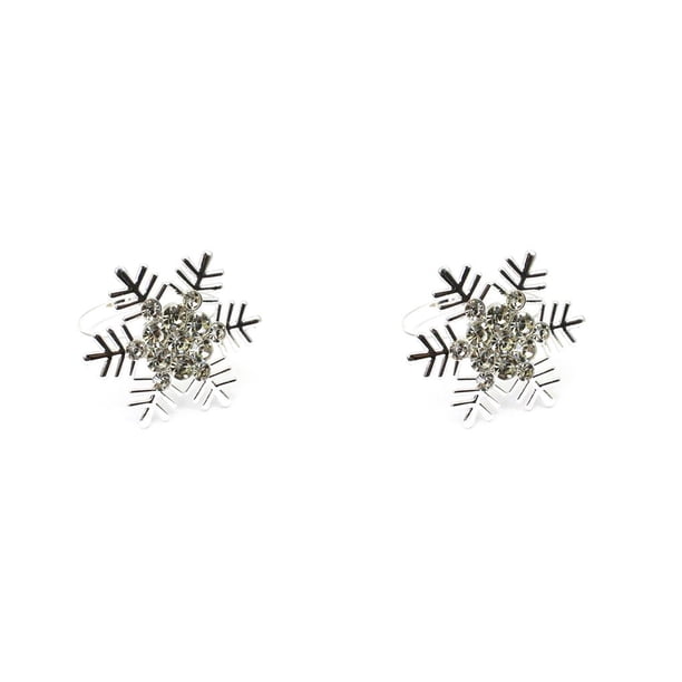 Naiovety Servilletas Hebillas Navidad Copo de nieve Diseño Servilletas Círculos Aleación versátil Material Restaurante Adorno Toalla Hebilla Plata 2piezas