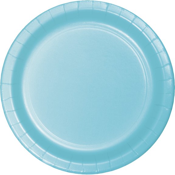 Club Pack of 96 Pastel Blue Disposable Paper Party Luncheon Plates 7"