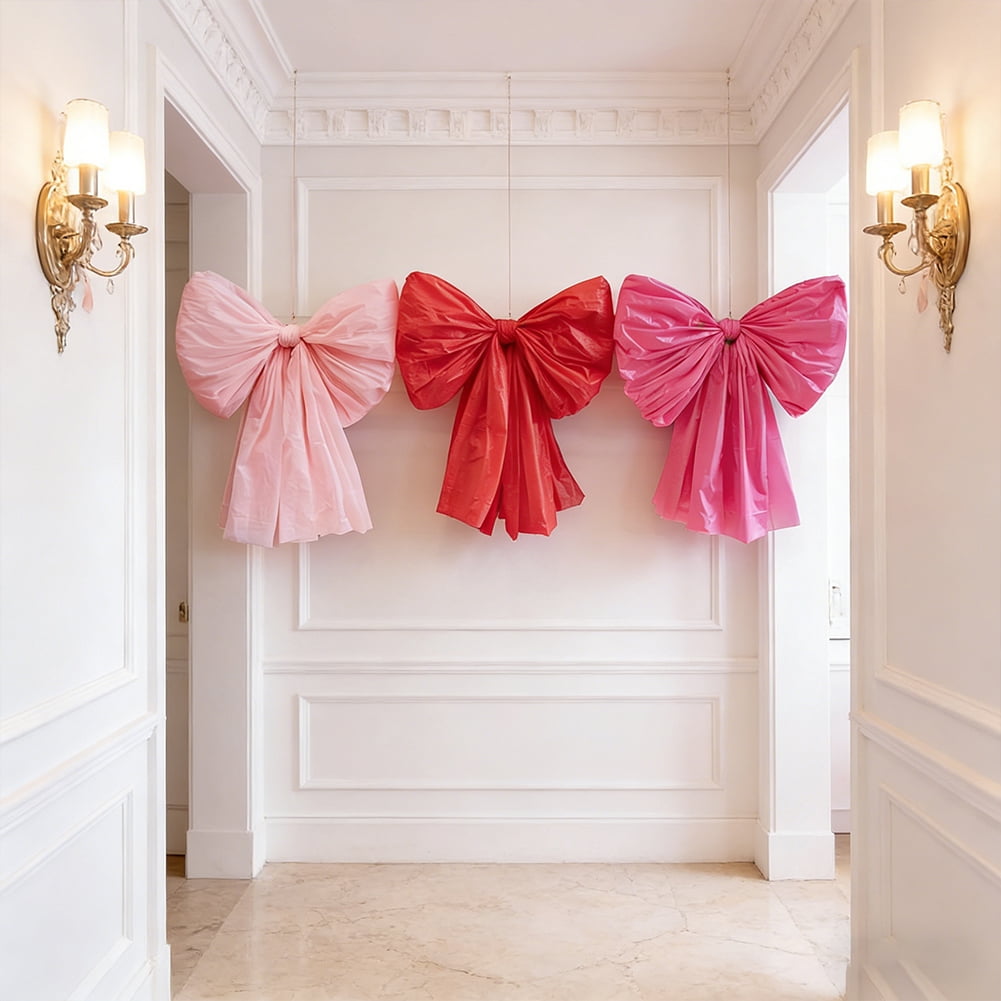 Yucurem 6 Pack DIY Giant Wall Bows, Hanging Coquette Ribbon Bowknot Backdrop Decor for Valentine's Day Birthday Wedding Party Supplies