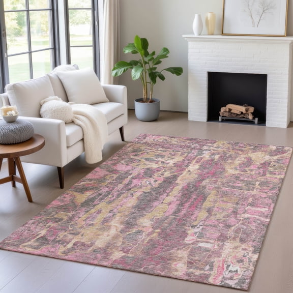 Addison Rugs Chantille Indoor/Outdoor Transitional Abstract Blush Machine Washable Rectangle Rug, 10' x 14'