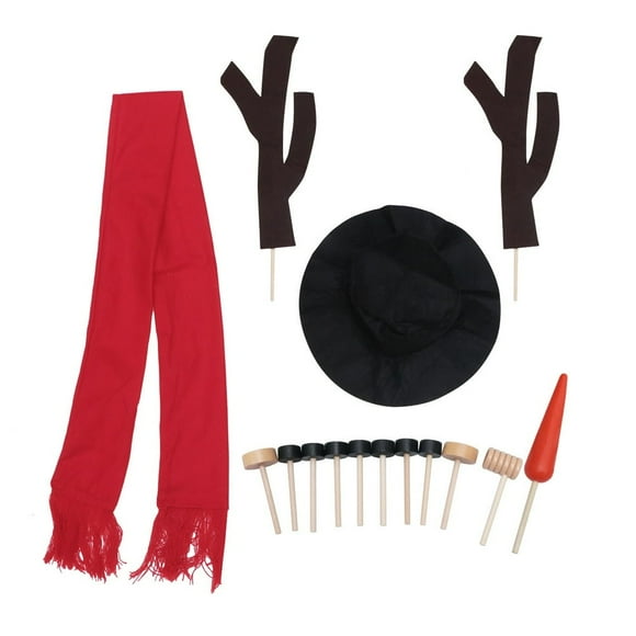 15Pcs Snowman Decorating Kit Snowman Scarf Hat Snowman Building Kit Snowman Nose Christmas Accessories