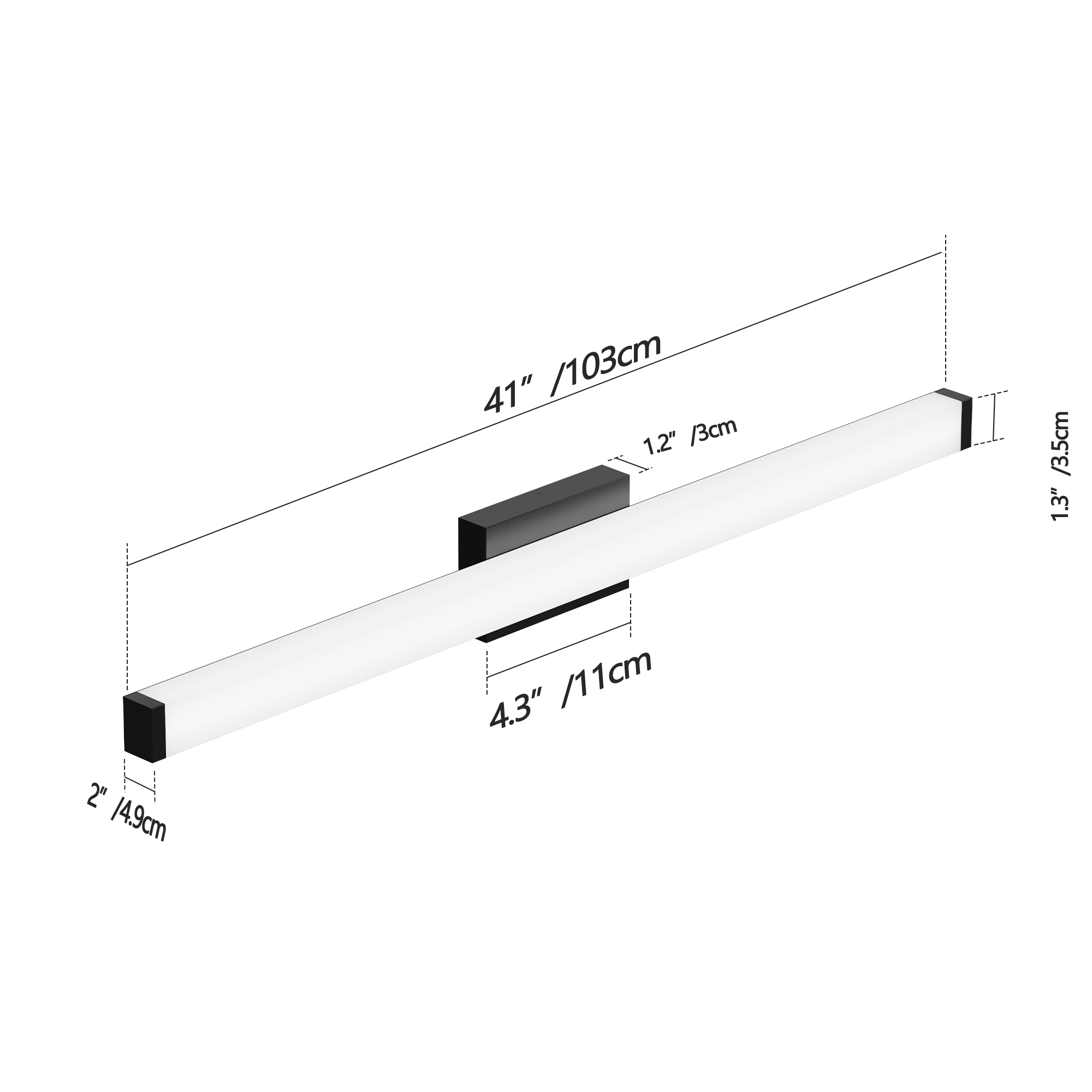 Leumius 41" Bathroom Vanity Light, Over Mirror Bathroom Vanity Light for Mirror Shower Bathroom Hallway Porch Black