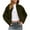 Army Green, variant on Hueook Women Jacket Womens Cropped Pea Coats Zip Up Short Casual Jackets Barn Fall Outerwear with Pockets Brown S
