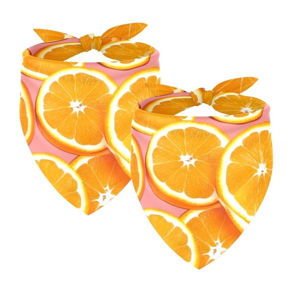 PhooArto Cute Orange Slices Pattern Dog Bandanas, 2 Pack Soft Washable Pet Scarf Triangle for Large Dogs Puppies and Cats