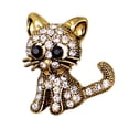 thumbnail image 1 of MasteelfCA Crystal Cat Pin Brooch Brooch with Rhinestones Women Girls Dress Scarf Accessory (Gold), 1 of 3