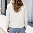 thumbnail image 6 of Short Puffer Jacket Womens Quilted Button Down Collarless Warm Fall Winter Casual Lightweight Windproof Coat with Pockets, 6 of 6