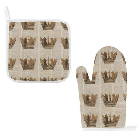 

ZZZHY Vintage Newspaper Layout 1380 Oven Mitts and Pot Holders Sets Heat Resistant Oven Gloves Cute Kitchen Mitts for Oven 2-Piece Baking Gloves Set for Cooking Grilling Baking